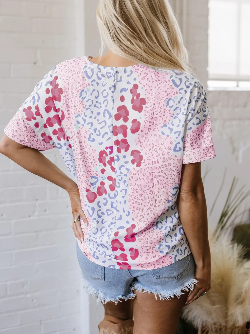 Leopard Print V-Neck Casual Blouse, image 2