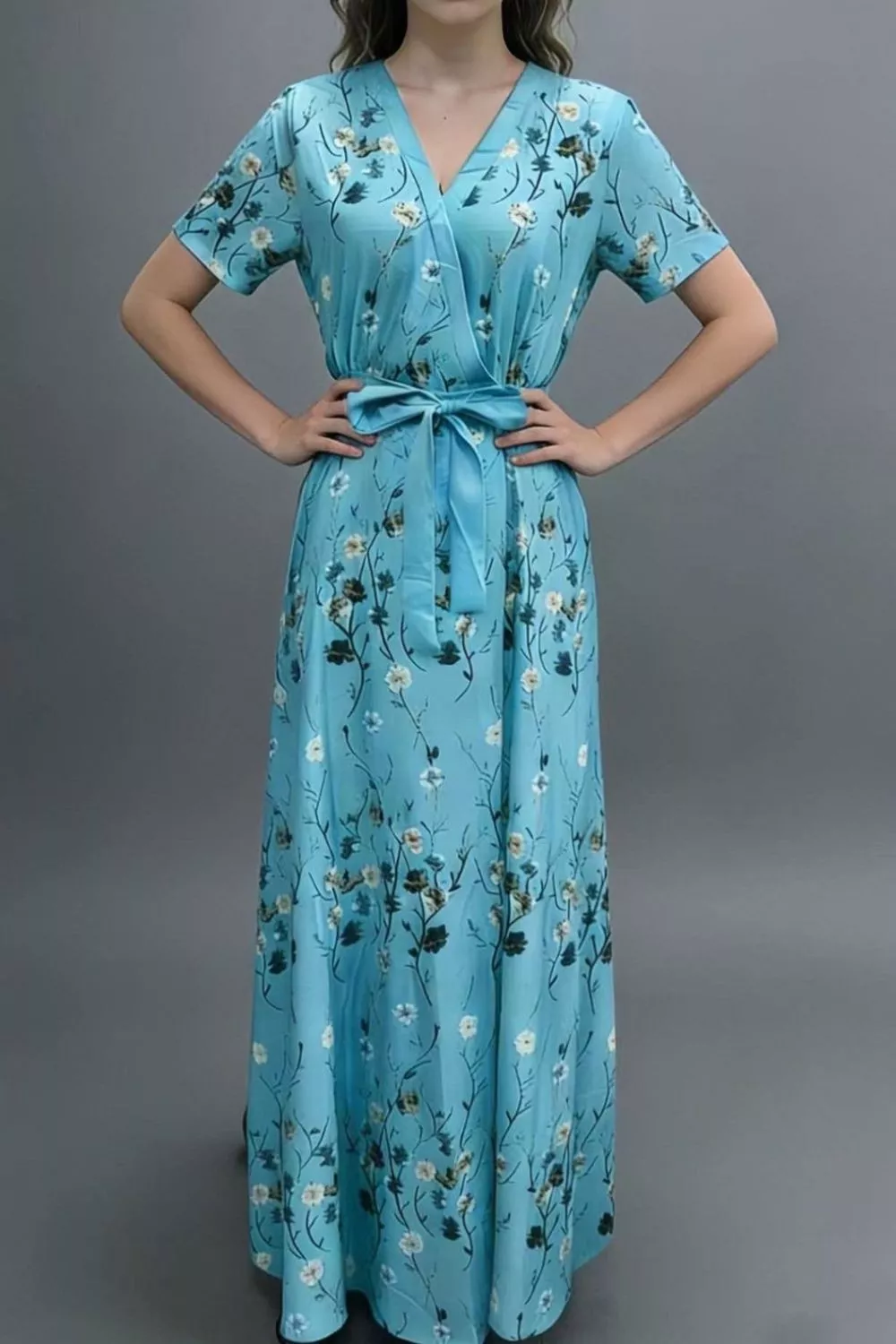 Floral Print Wrap Maxi Dress