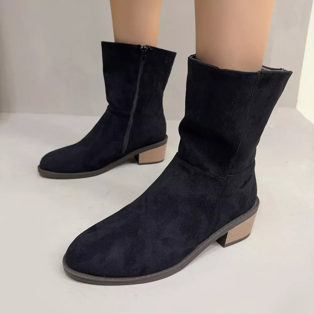 Round Toe Block Heels Ankle Boots, image 5