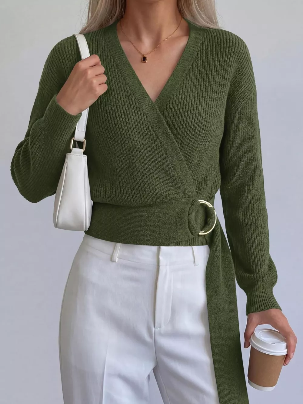 Metal Ring Detail Dropped Shoulder Sweater, image 6