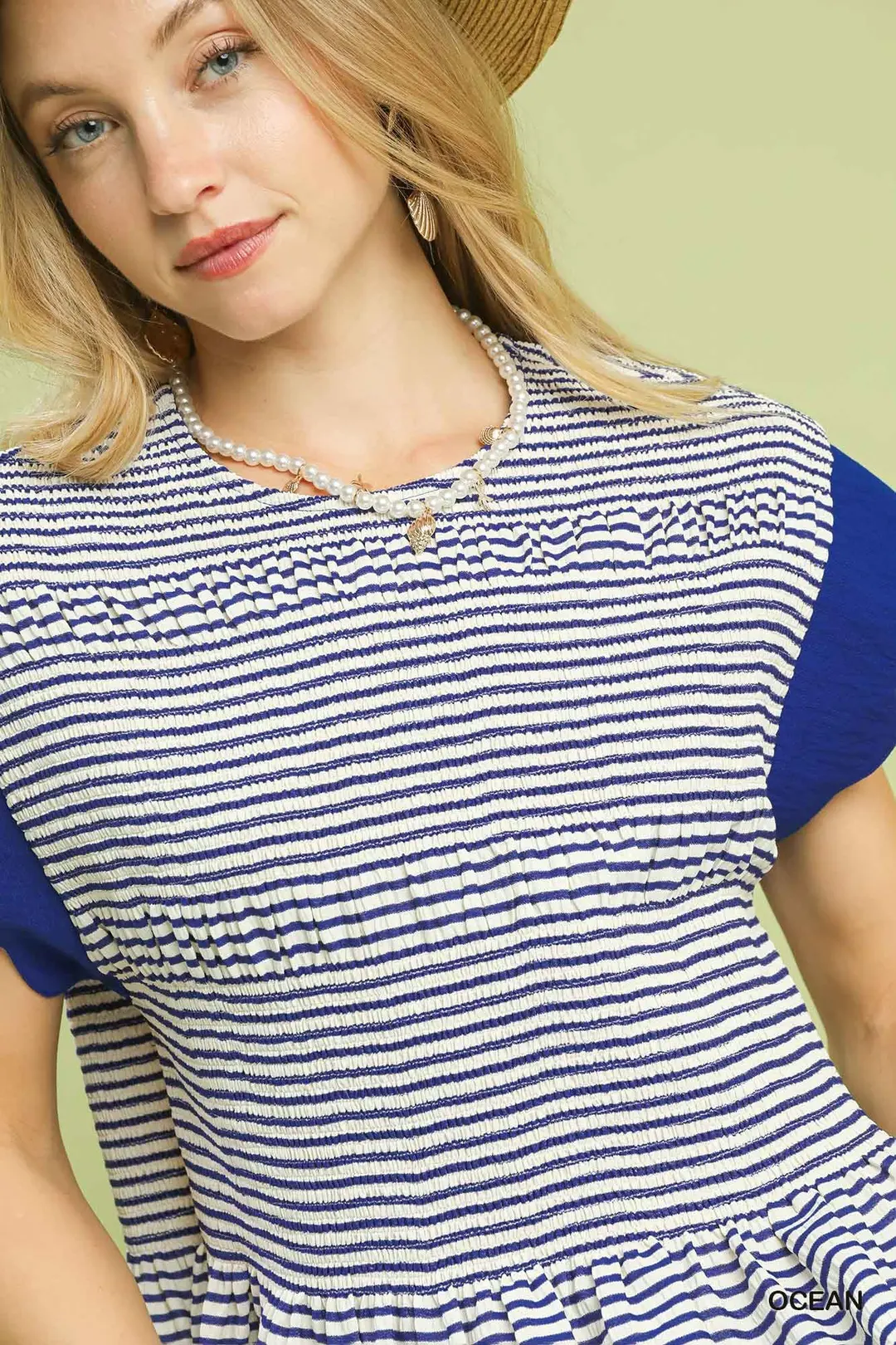 Stripe Ruffle Sleeve Peplum Top, image 5