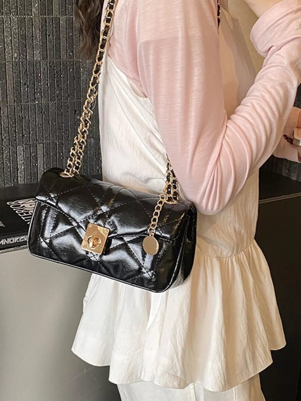 Quilted Chain Strap Crossbody Bag, image 2