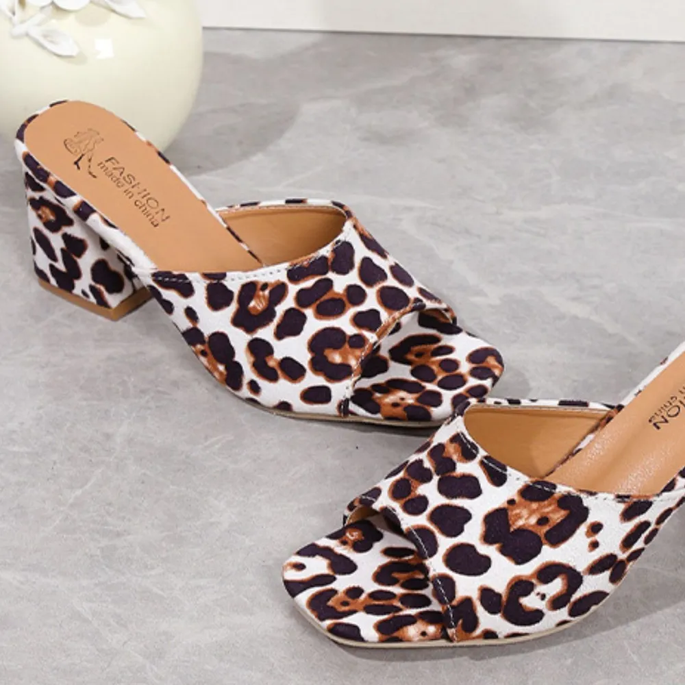 Leopard Block Heel Suede Sandals, image 6