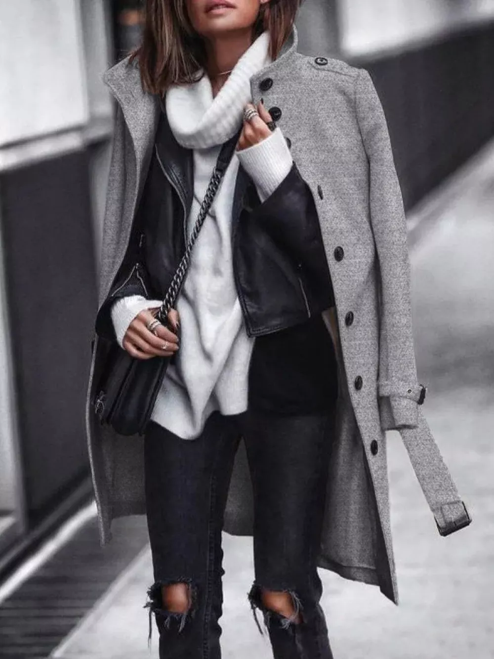 Button-Down Longline Coat with Belt, image 5