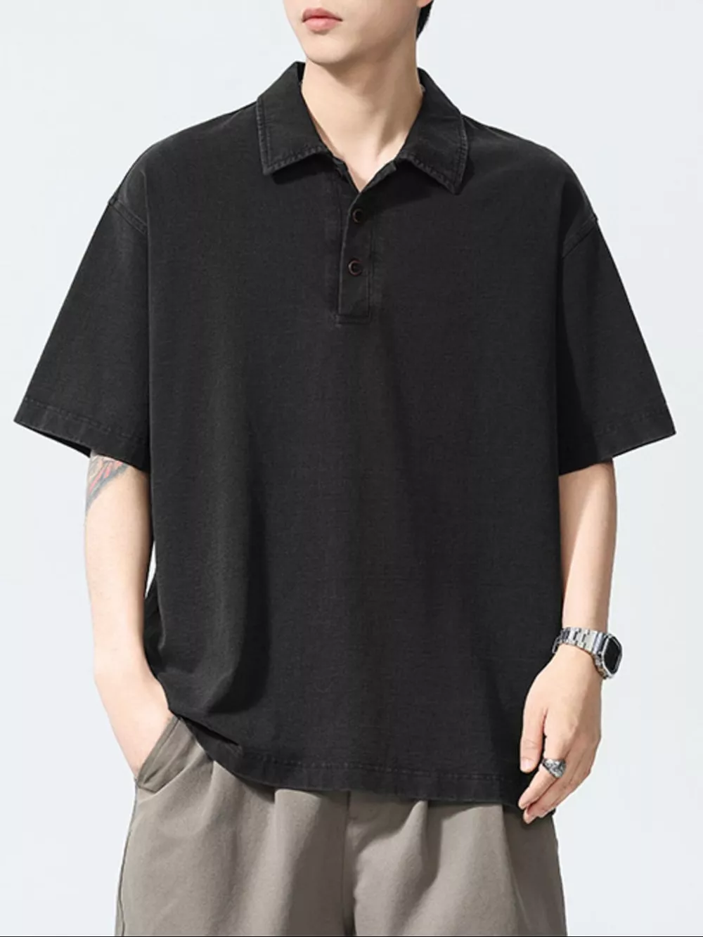 Men's Plus Size Button Detail Short Sleeve Polo