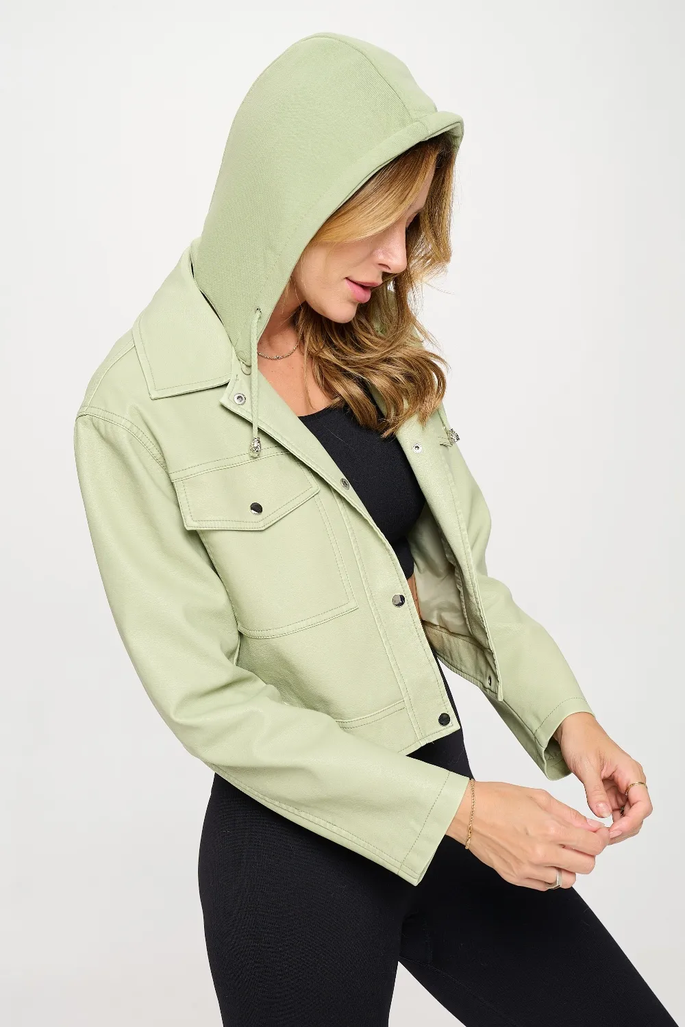 Snap Down Cropped Hooded Jacket, image 3