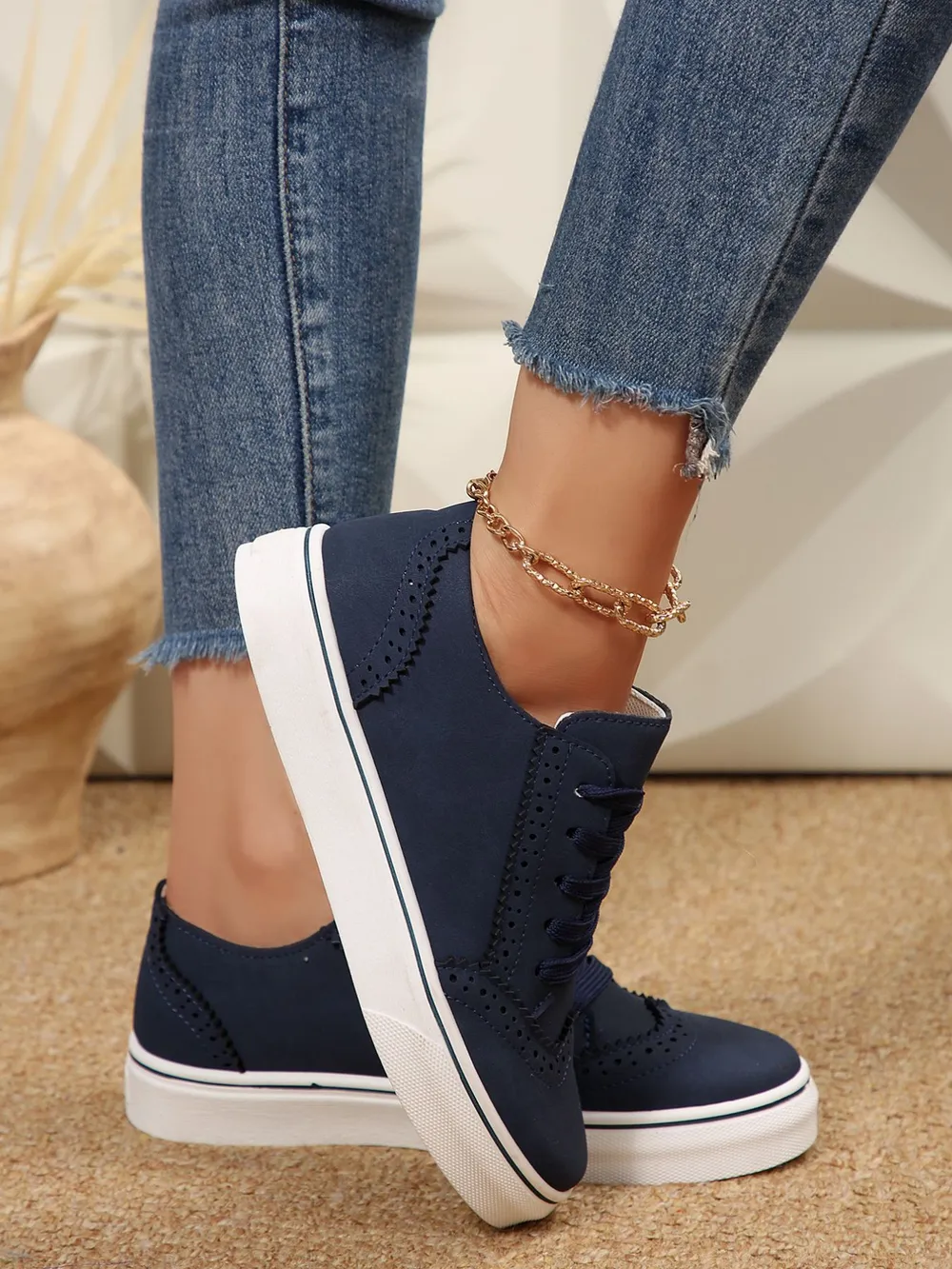 Lace Up Round Toe Platform Sneakers, image 8