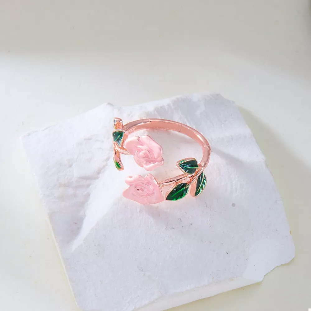 Rose Bypass Ring and Bracelet Jewelry Set, image 10