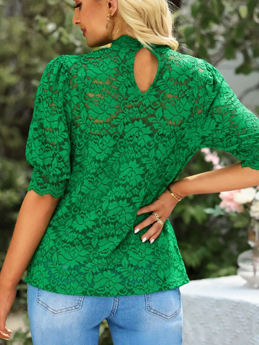 Cami & Lace Short Sleeve Blouse Set, image 5