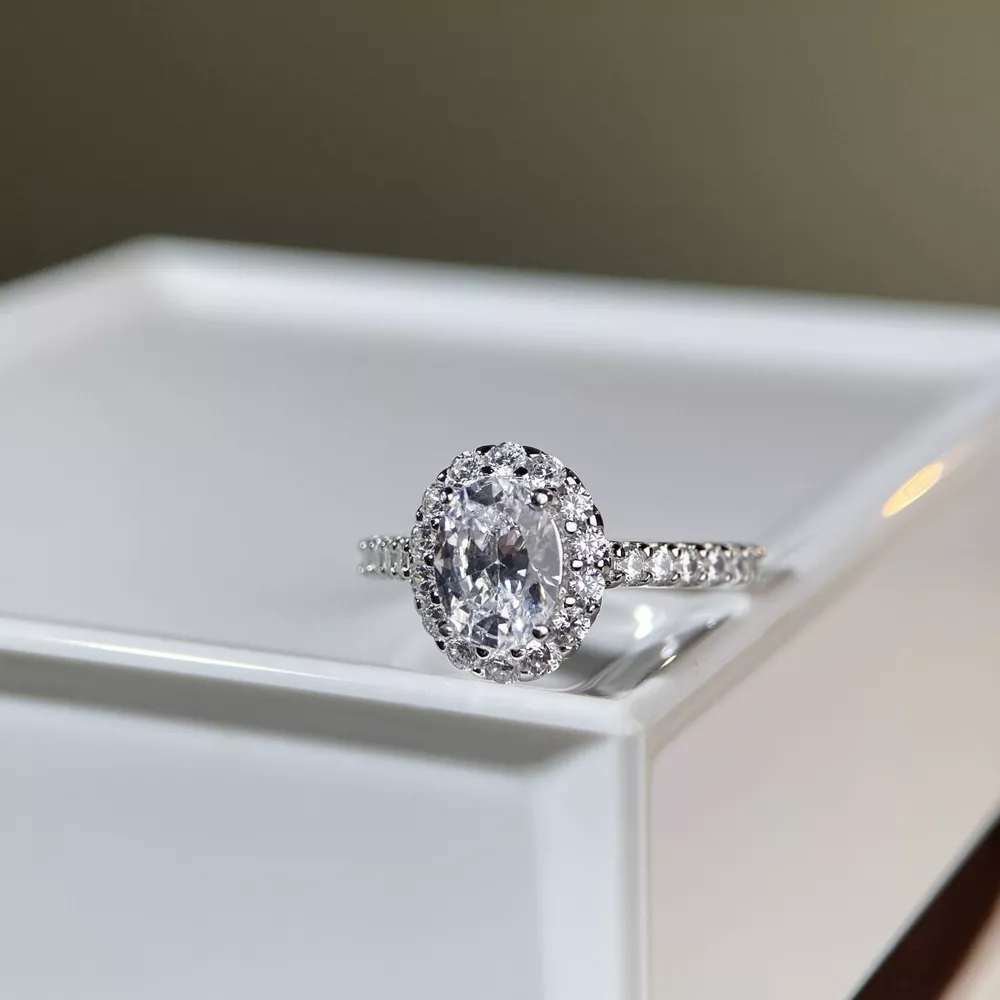 1.5 Carat Moissanite 925 Sterling Silver Oval Ring, image 7