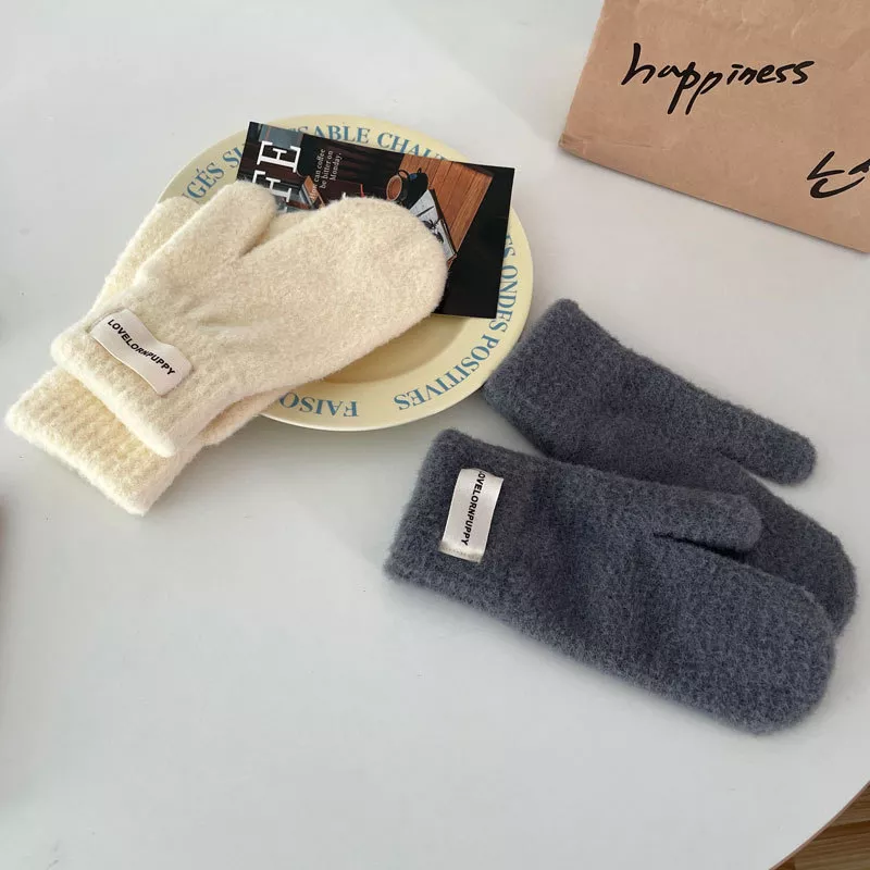 Warm Plush Knitted Mitten Gloves, image 8
