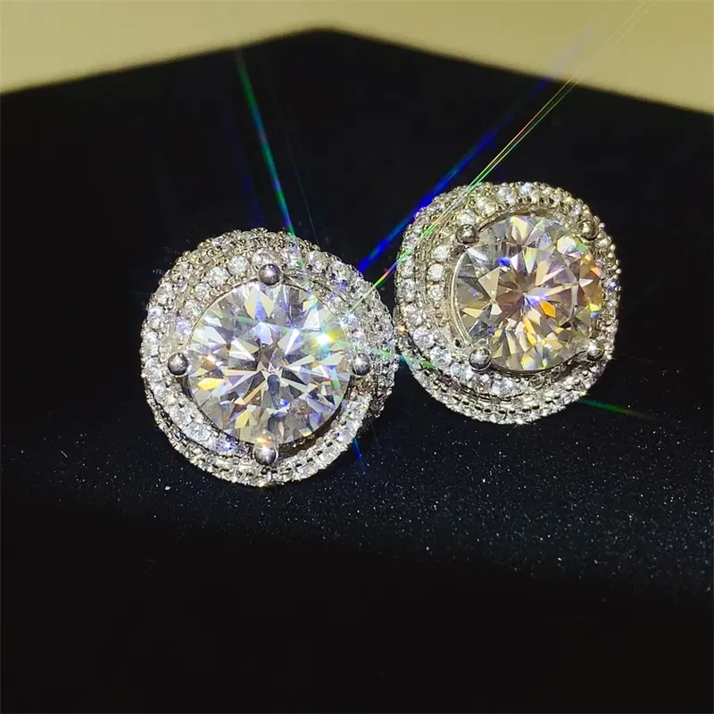 6 Carat Moissanite 925 Sterling Silver Earrings, image 2