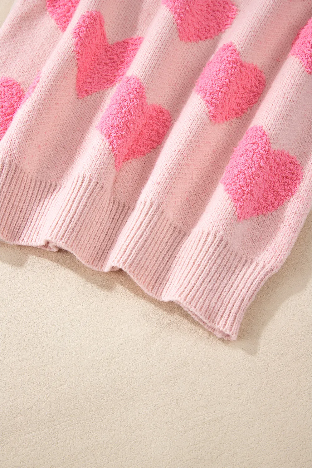 Valentine's Day Heart Jacquard Round Neck Sweater, image 5