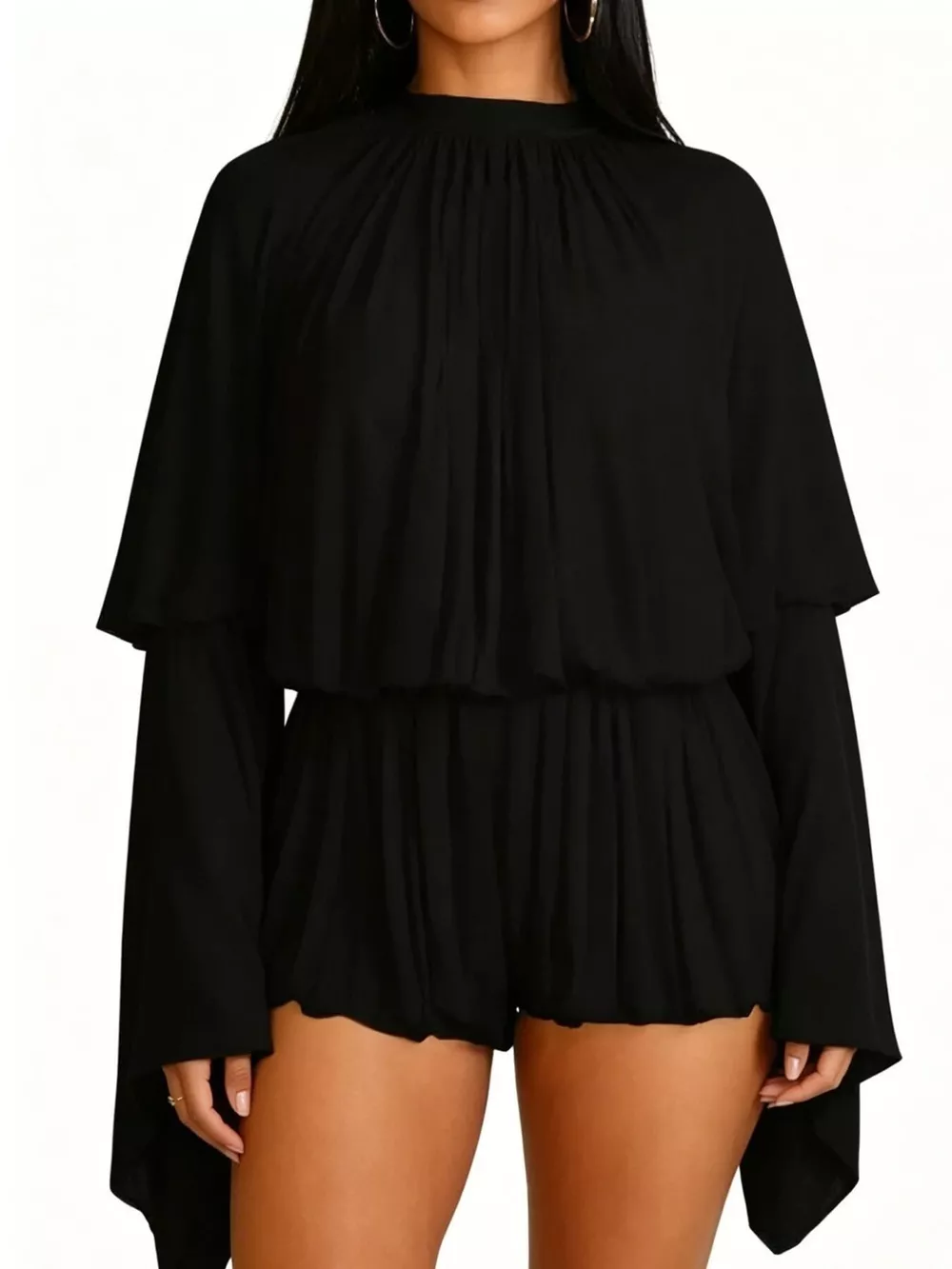 Pleated Long Sleeve Top and Skirt Set, image 3