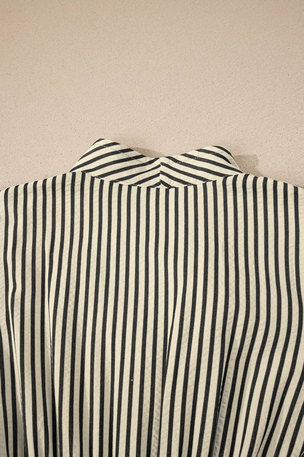 Stripe V Neck Zip Front Cinched High Waist Midi Dress, image 6