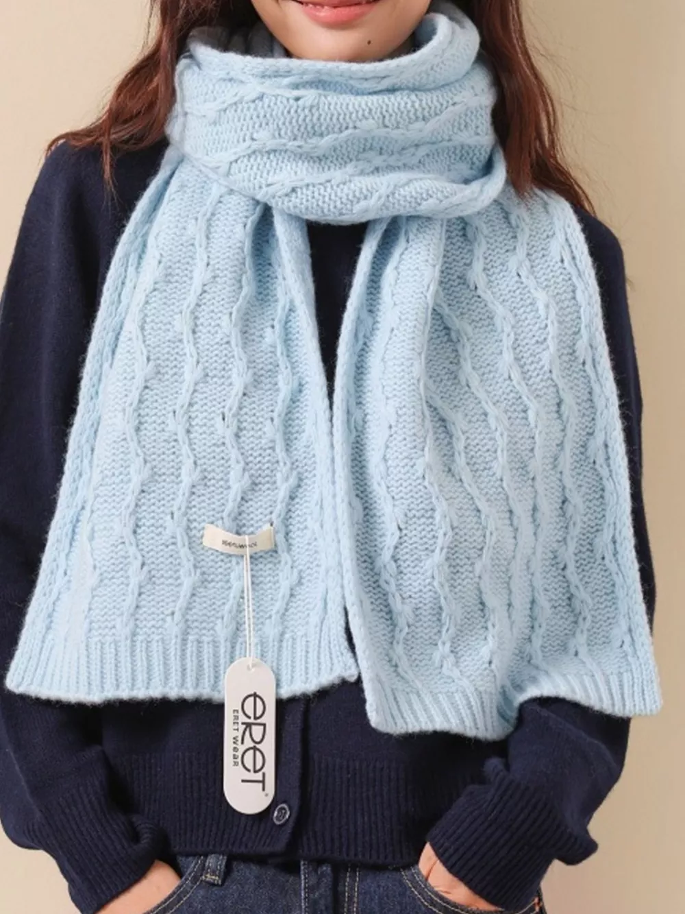 Wool Cozy Cable Knit Scarf, image 6