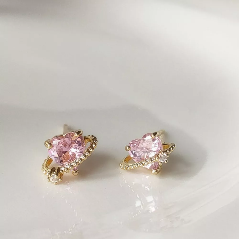 Heart Planet Stud Earrings, image 3
