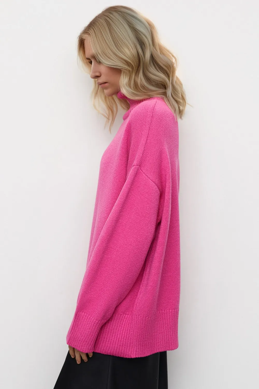 Turtleneck Dropped Shoulder Long Sleeve Sweater, image 3
