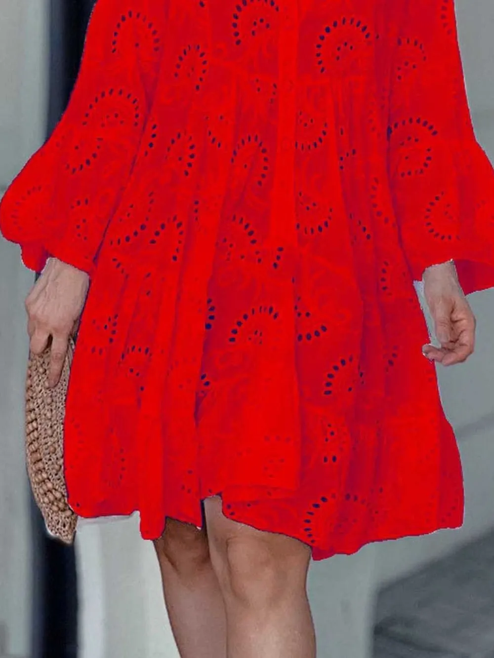 Full Size Eyelet Ruffled Hem Tiered Dress Plus Size, image 10