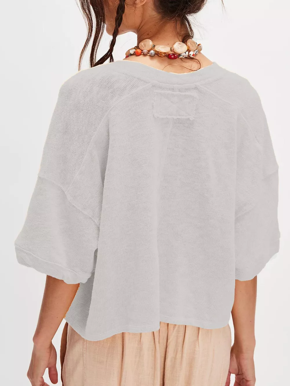 Button-Front Half Sleeve Cardigan, image 8
