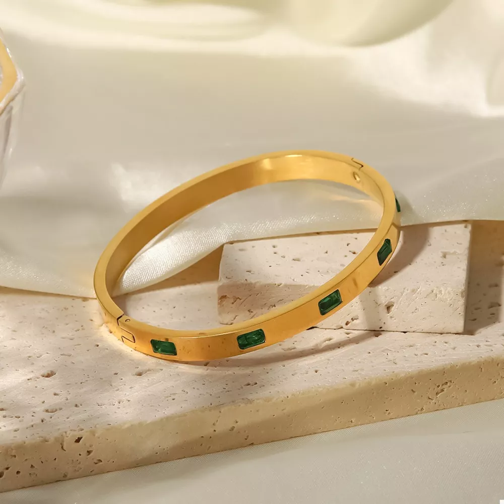 18K Gold-Plated Stainless Steel Zircon Bracelet, image 6