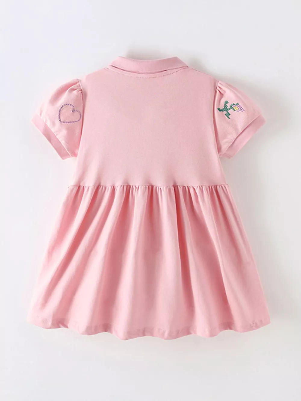Children's Embroidered Polo Collar Short Sleeve Dress, image 2
