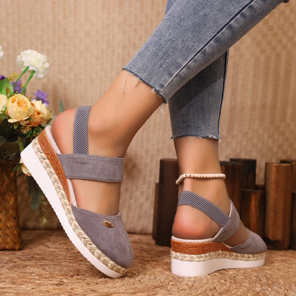 Round Toe Wedge Sandals, image 4