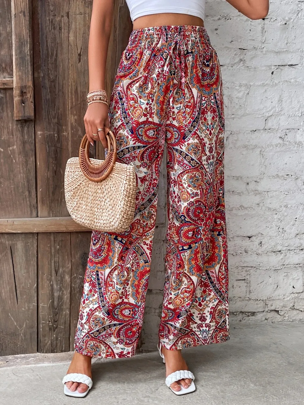 Printed Wide Leg Pants, image 7