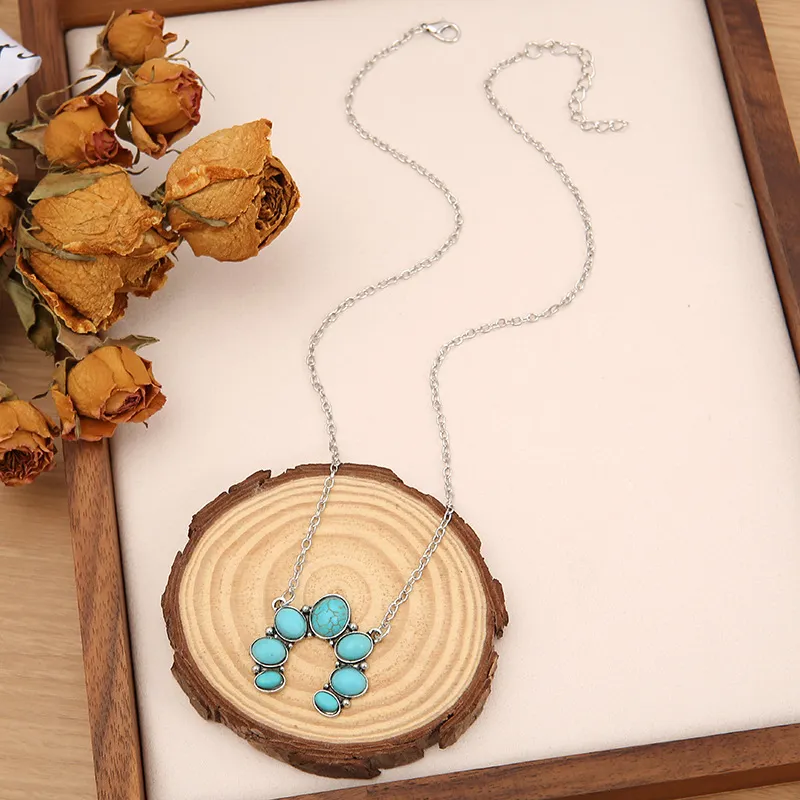 Artificial Turquoise Alloy Pendant Necklace, image 2