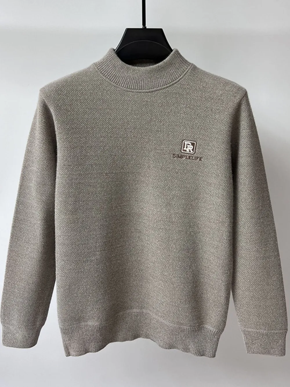 Men's Plus Size Ribbed Hem Long Sleeve Sweater, image 2