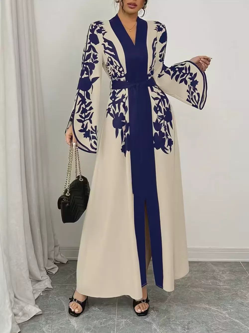 Printed Tie Waist Maxi Dress, image 15