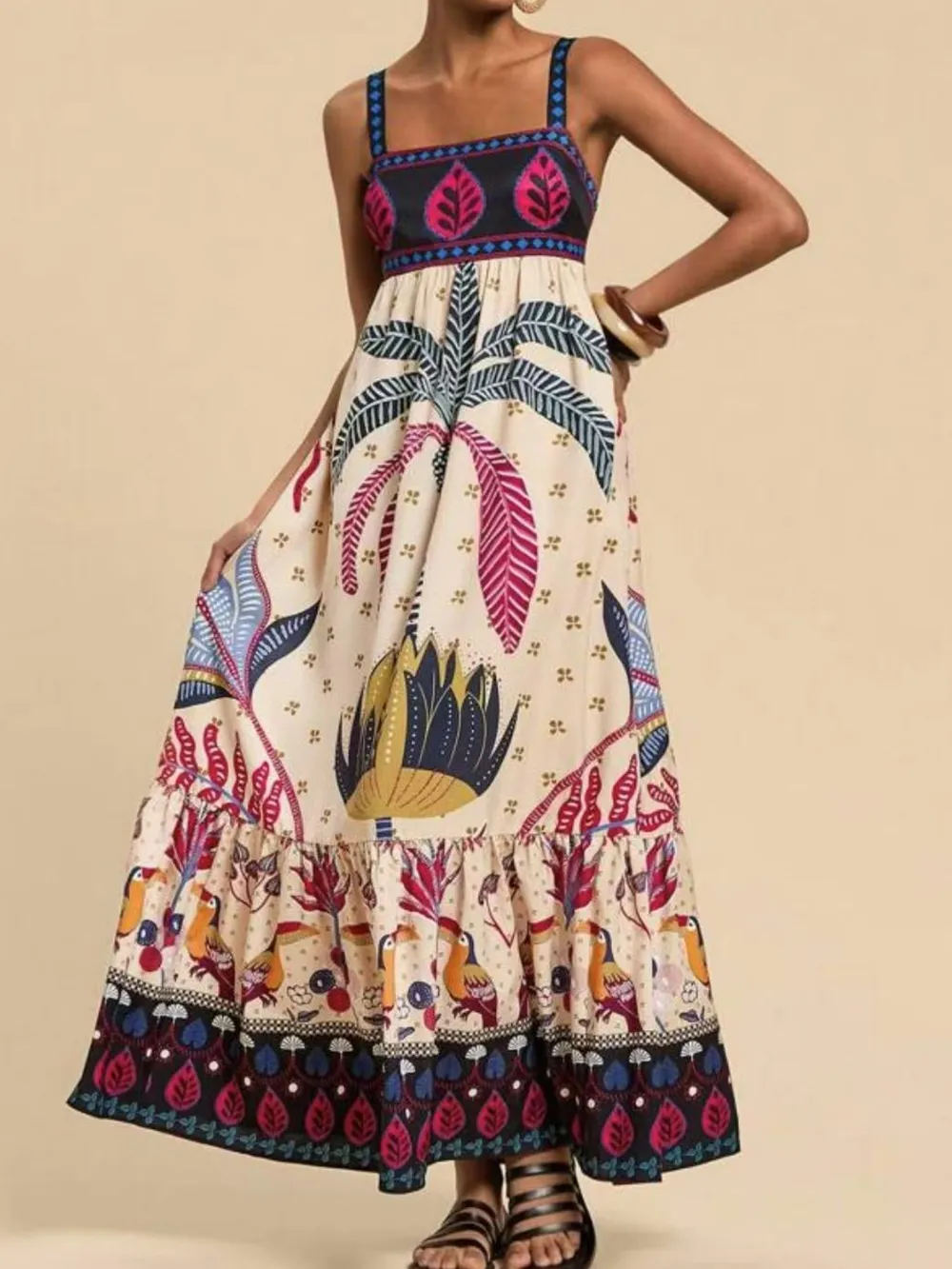 Tropical Print Maxi Cami Dress, image 2