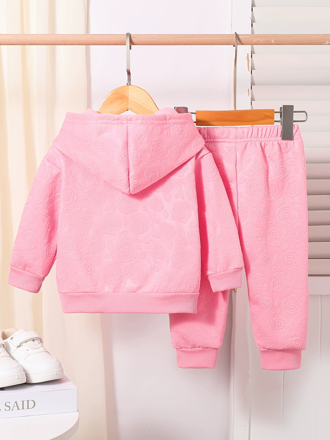 Children's Embossed Floral Hoodie & Pants Set, image 5
