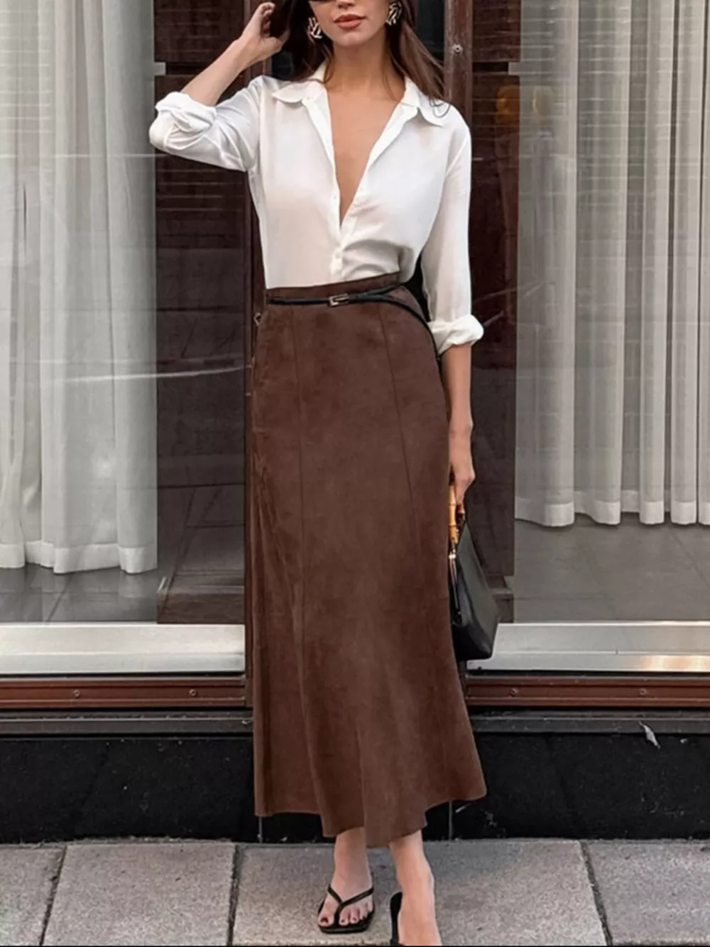 Suede Midi Skirt, image 4
