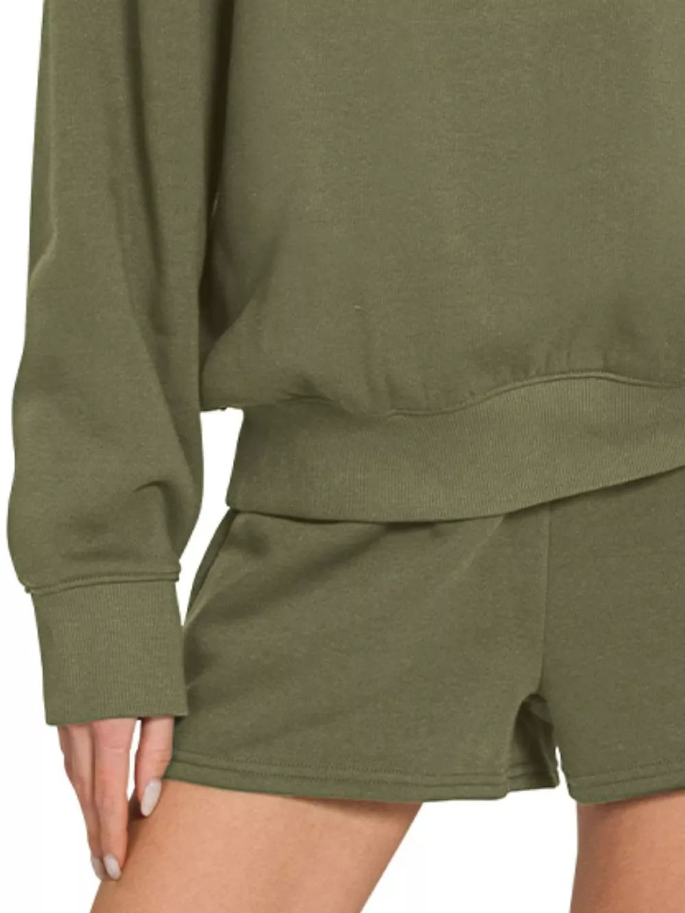 Fleece Long Sleeve Sweatshirts & Shorts Set, image 2
