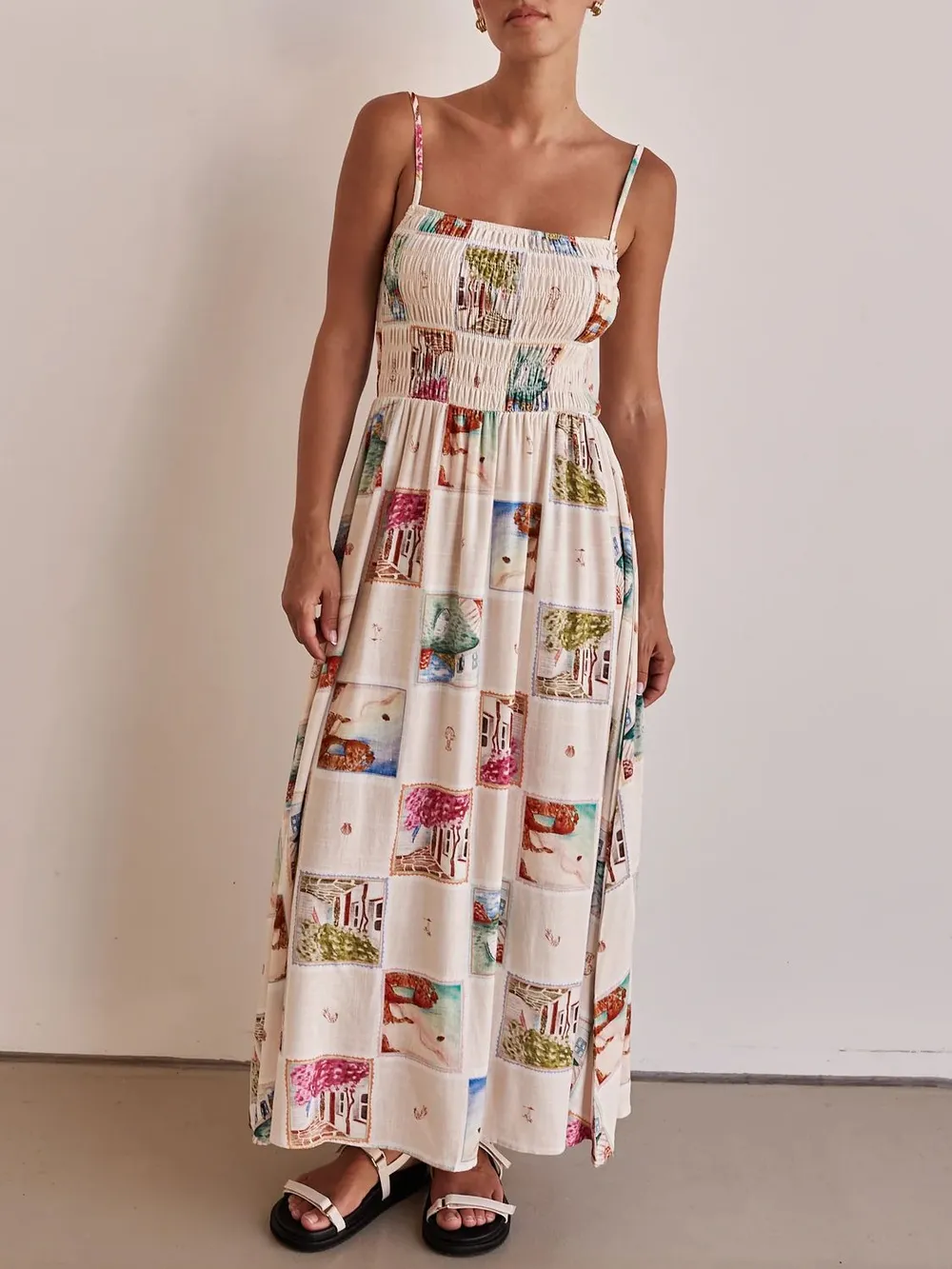 Smocked Square Neck Cami Dress, image 6