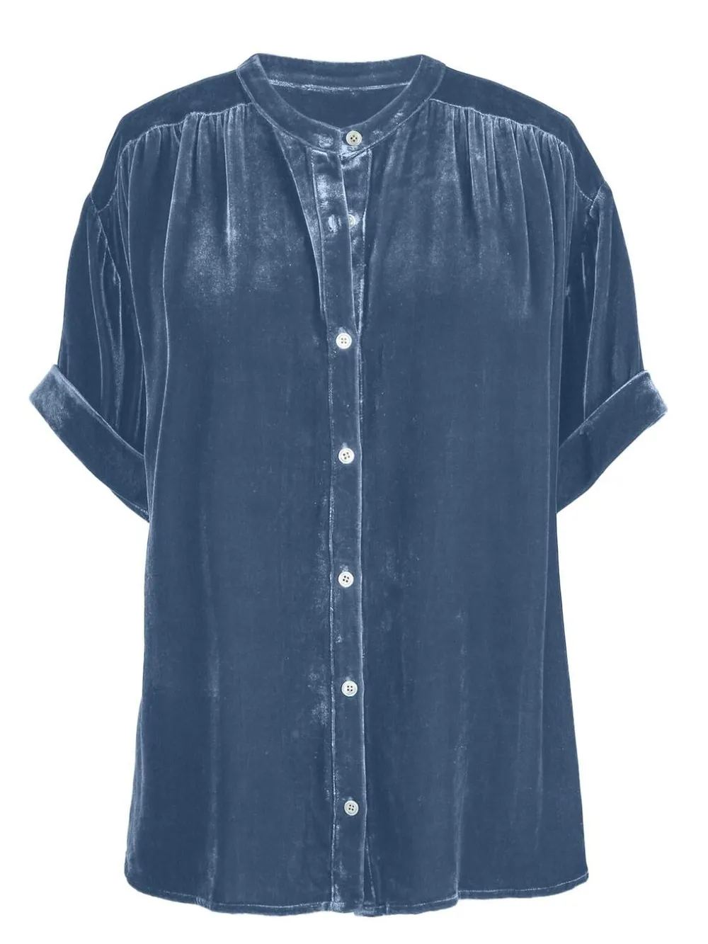 Ruched Round Neck Short Sleeve Shirt, image 4