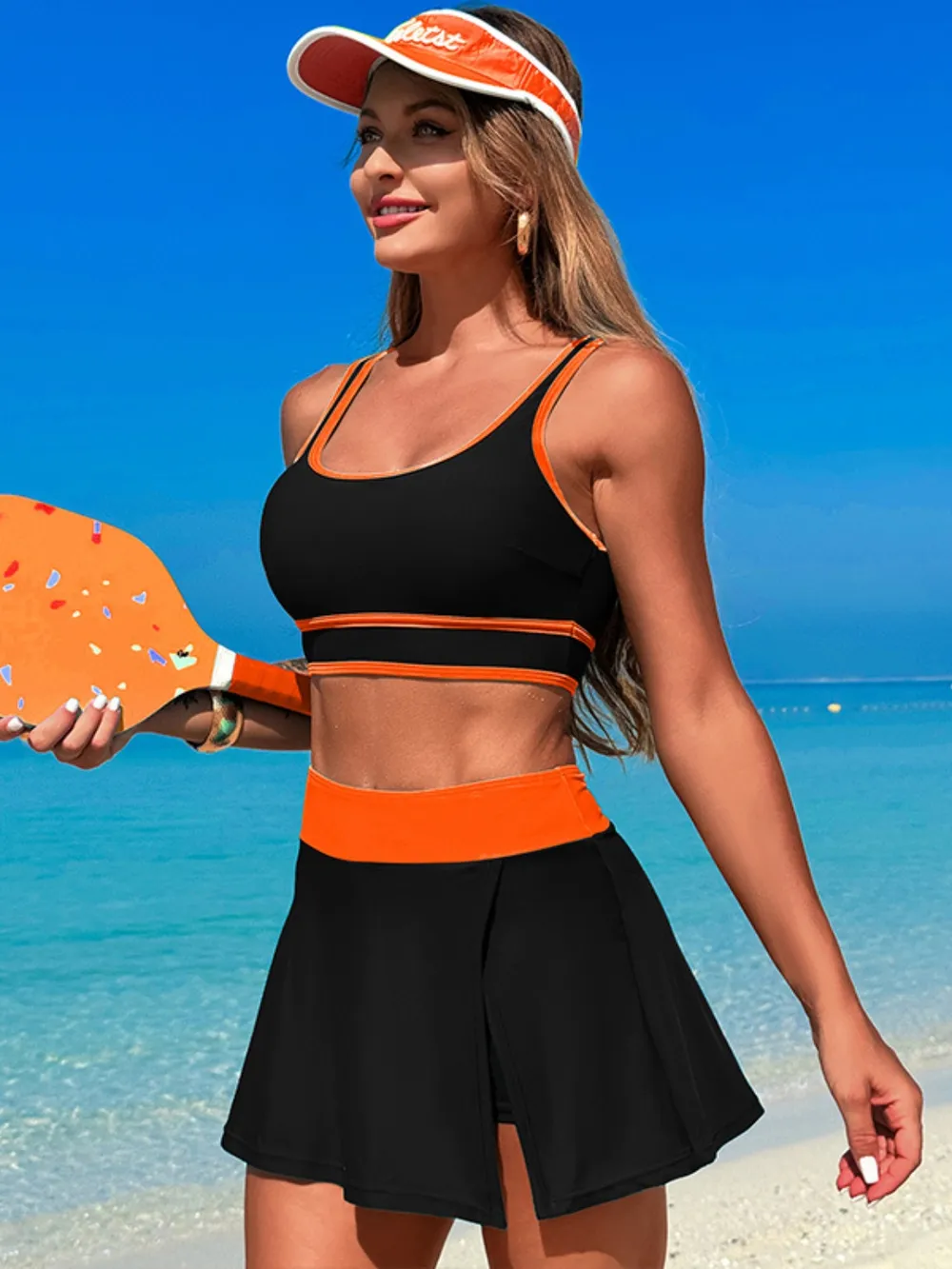 Scoop Neck Top and Skort Swim Set, image 12
