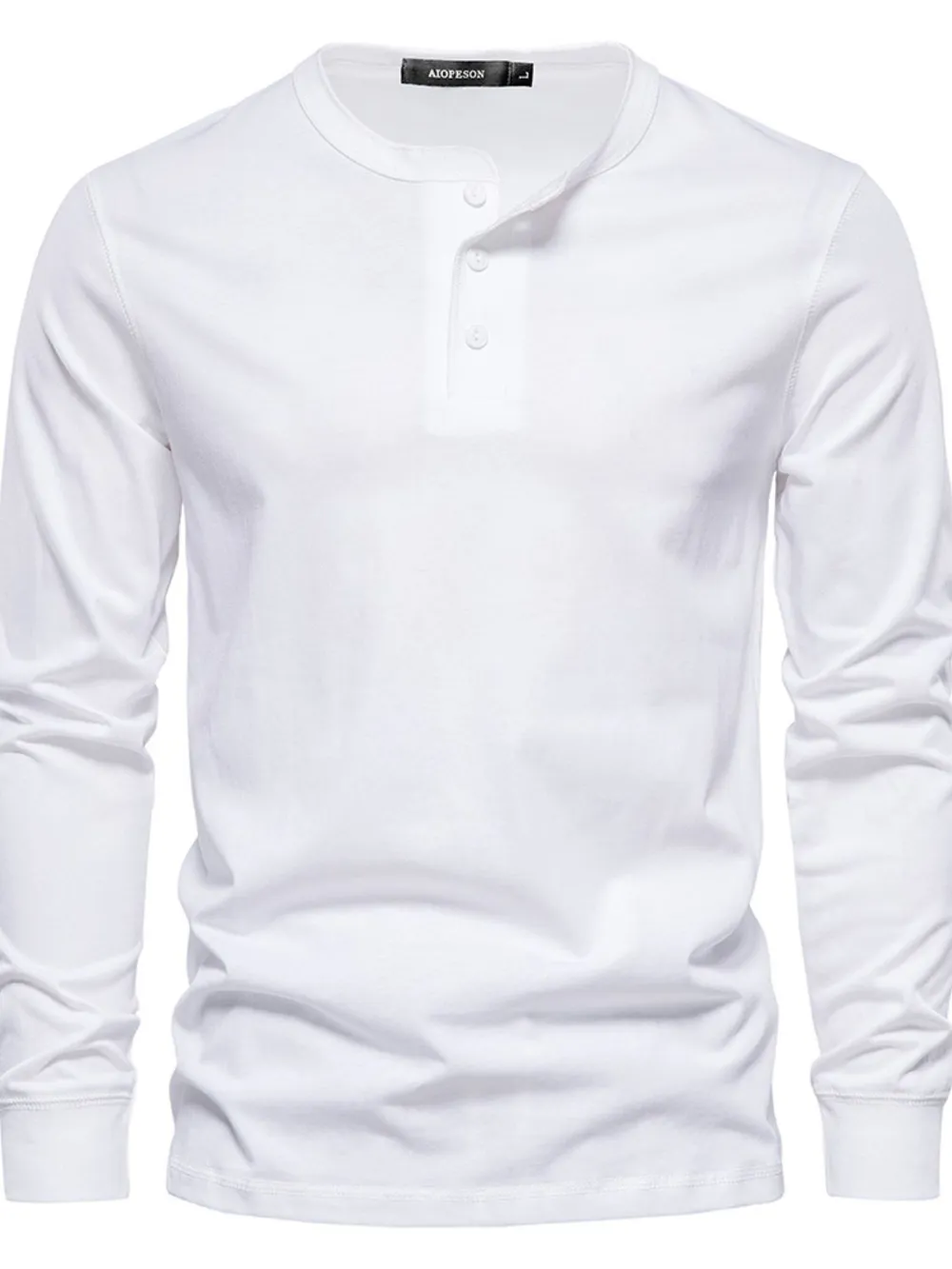 Men's Full Size Quarter Button Round Neck Long Sleeve T-Shirt Plus Size, image 7