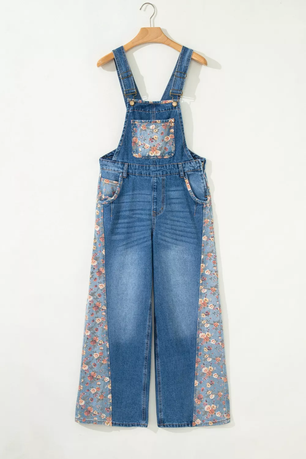 Vintage Rose Printed Pleated Loose Denim Overall, image 5