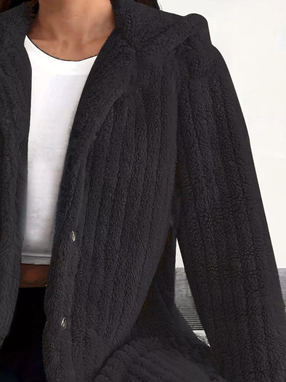 Full Size Fleece Button Up Hooded Outerwear Plus Size, image 18