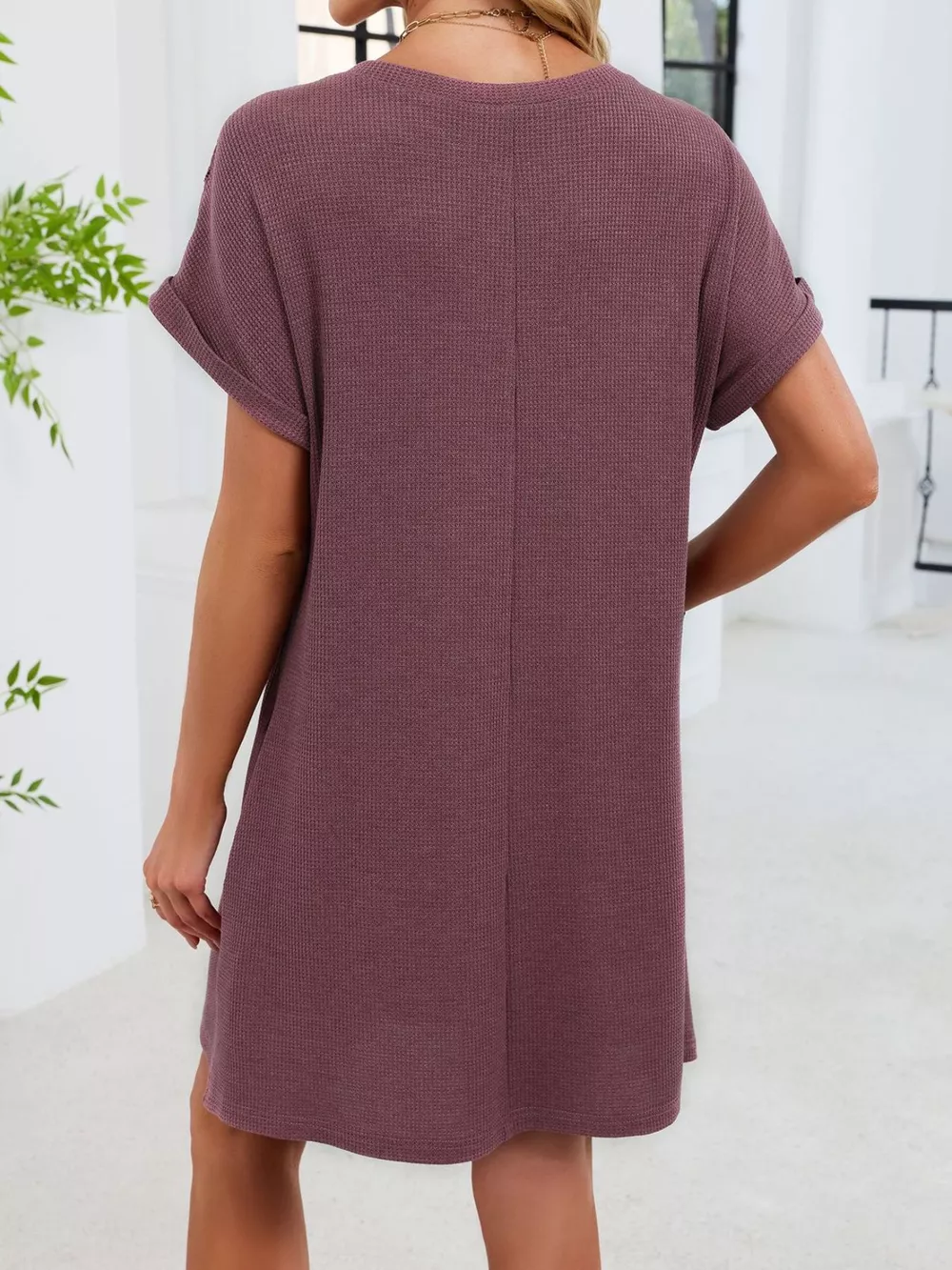 Lace Round Neck Short Sleeve T-Shirt Dress, image 8