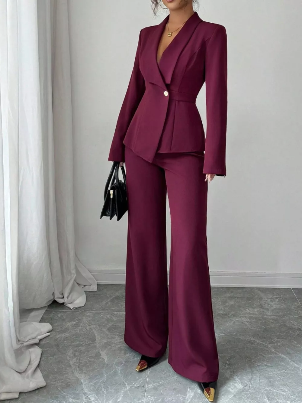 One Button Blazer and Pants Set, image 14