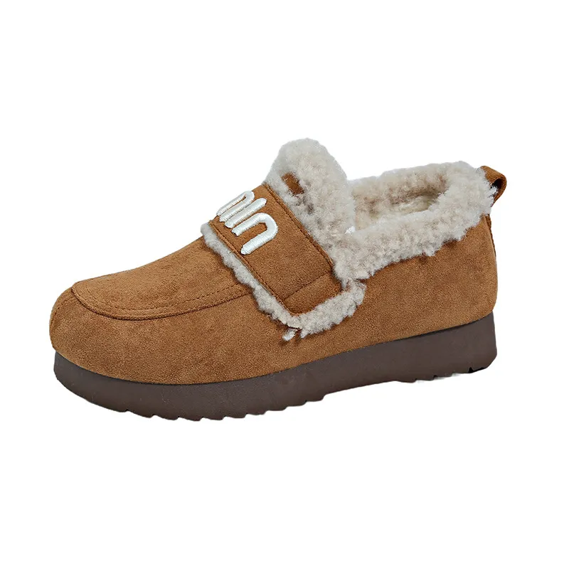 Faux Fur Suede Round Toe Slip-Ons, image 4