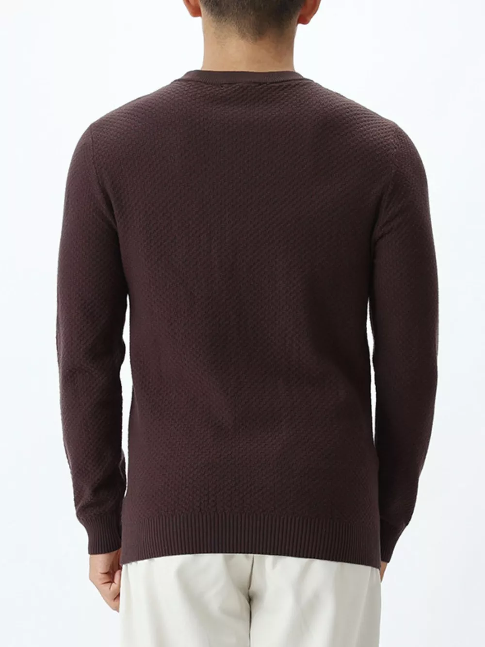 Men's Plus Size Textured Crew Neck Sweater, image 8