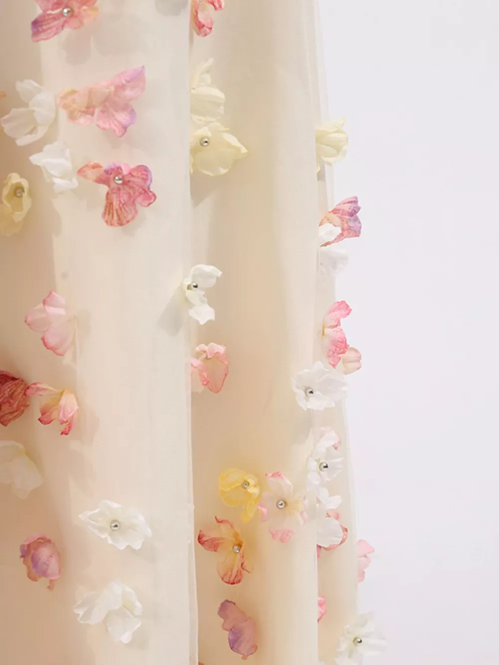 Floral Applique Strapless Tulle Maxi Dress, image 5