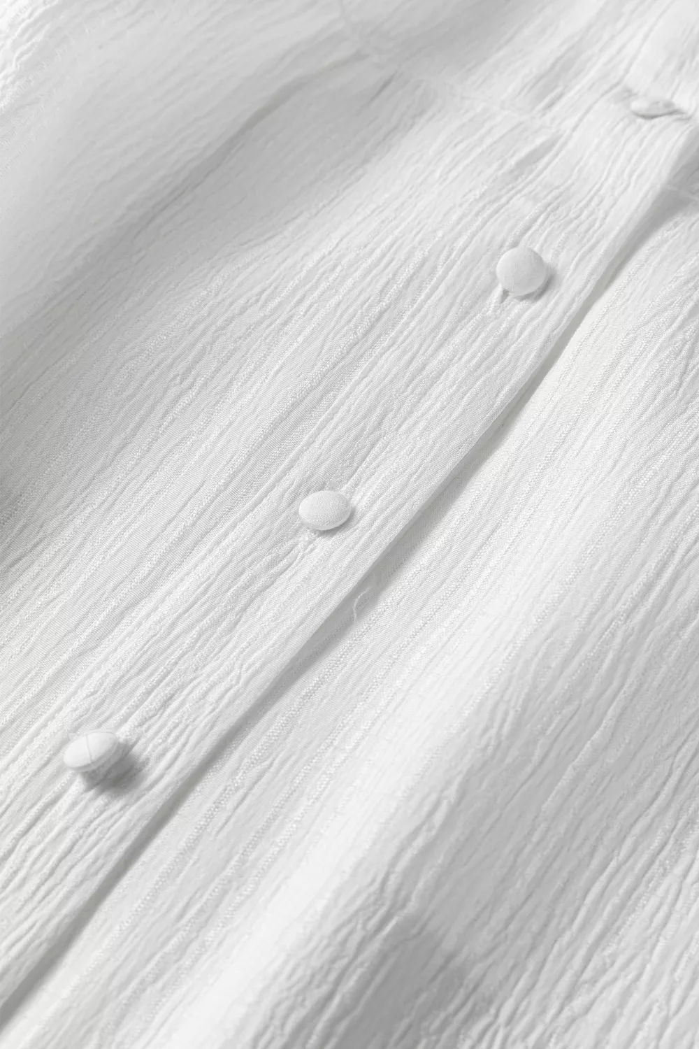 Crinkled Texture Lantern Sleeve Button Down Loose Shirt, image 6