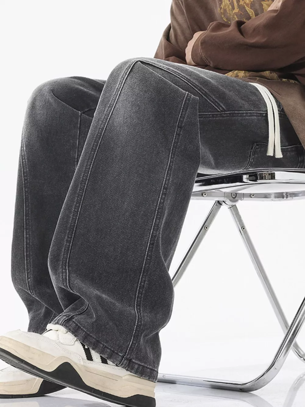 Men's Full Size Wide Leg Drawstring Jeans Plus Size, image 7