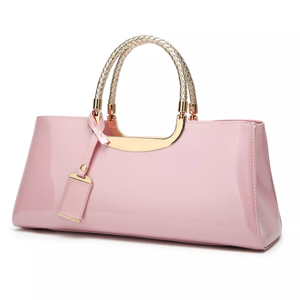 Patent Leather Handbag with Top Handle, image 4