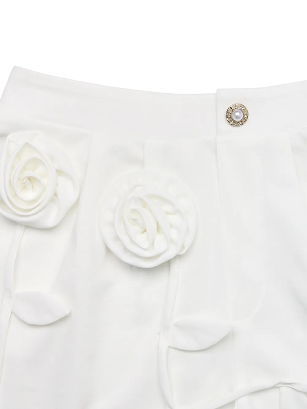 3D Flower Applique High-Waisted Shorts, image 4